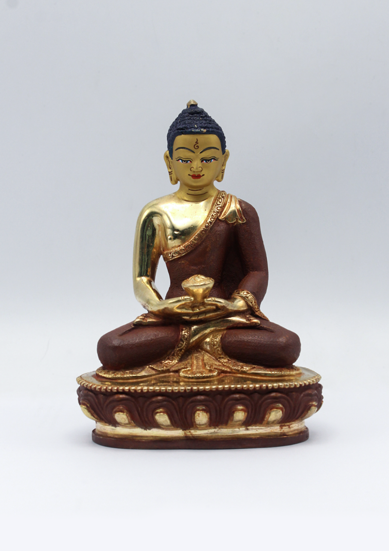 Partly Gold Plated Amitabha Buddha Statue 5.5" H