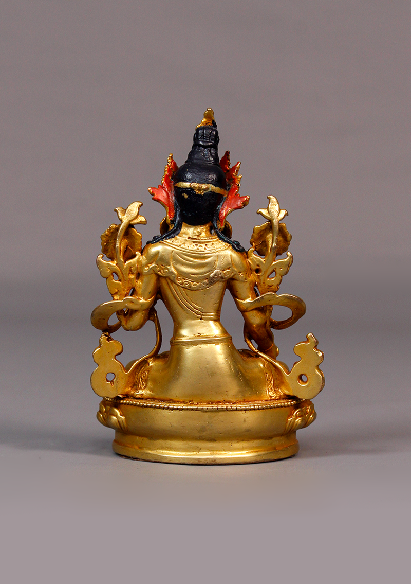 Fully Gold Plated White Tara Statue 4.25"H