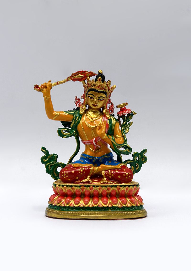 Hand-Painted Manjushri Statue By Menu Shakya
