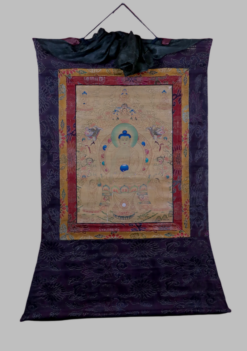 Shakyamuni 24K Gold  Brocade Thangka Painting