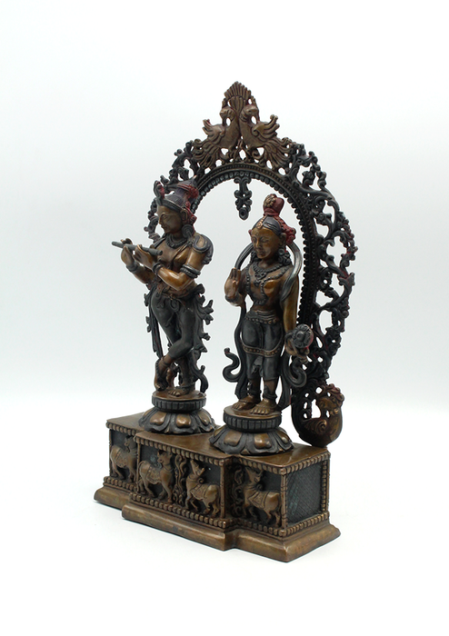 Radha Krishna Copper Oxydized Statue Symbol of Love