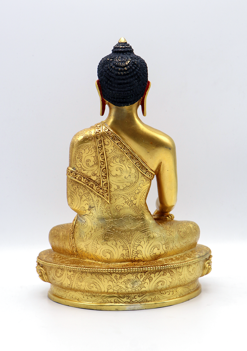 Full Gold Plated Shakyamuni Buddha Statue 10"H