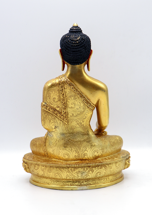 Full Gold Plated Shakyamuni Buddha Statue 10"H