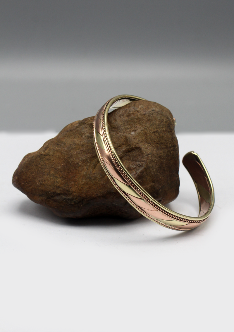 Adjustable Copper Yoga Bracelet for Meditation, Open Cuff Bracelet