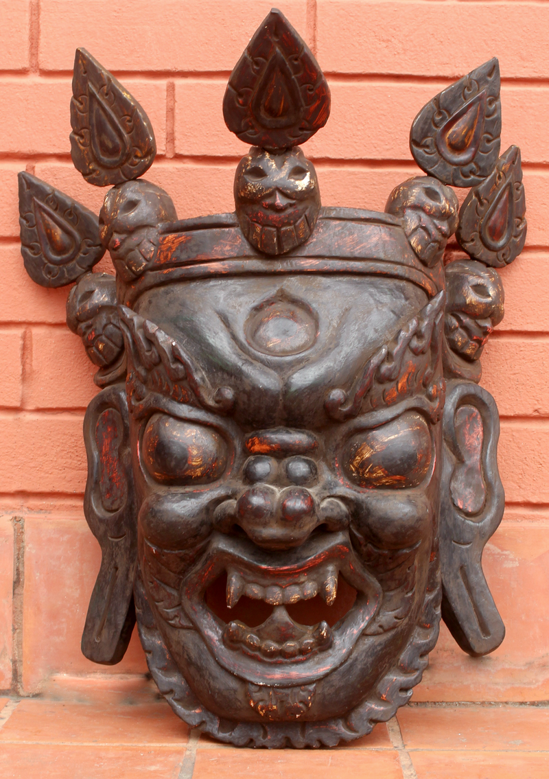 Handcarved Wooden Big Bhairab Wall Hanging Mask
