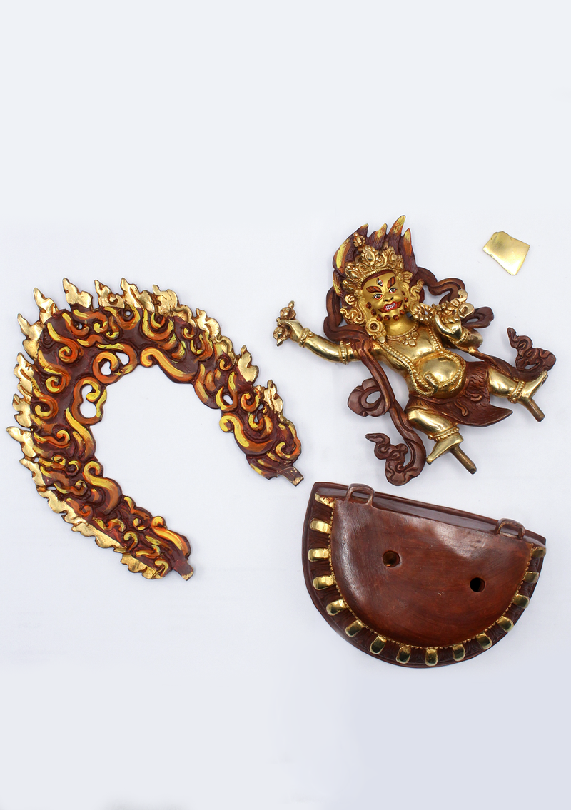 Copper Partly Gold Plated Vajrapani Statue 8.5"H