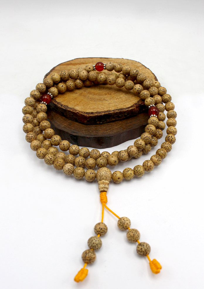 108 Lotus Seeds Tibetan Prayer Mala with Carnelian Spacer
