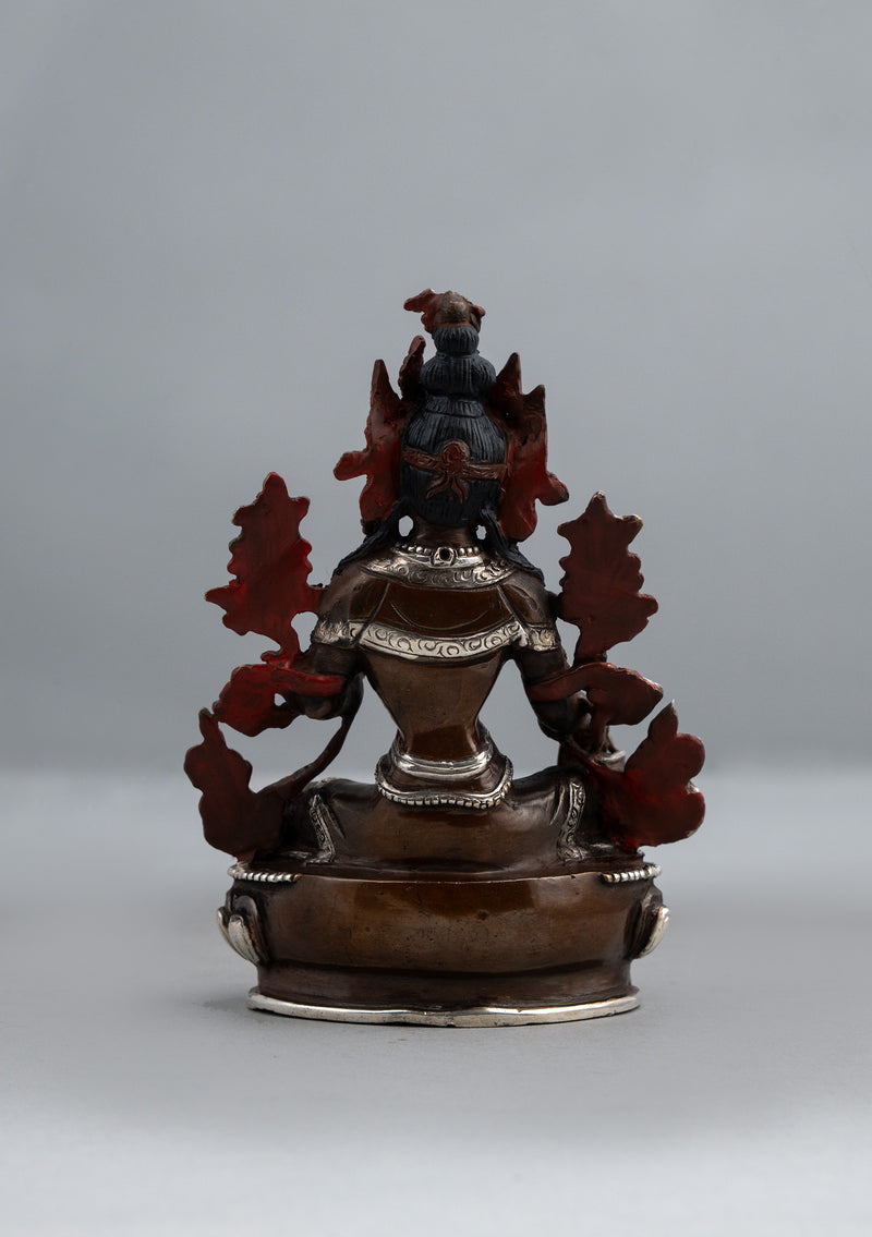 Silver Copper Green Tara Statue 5.5"H