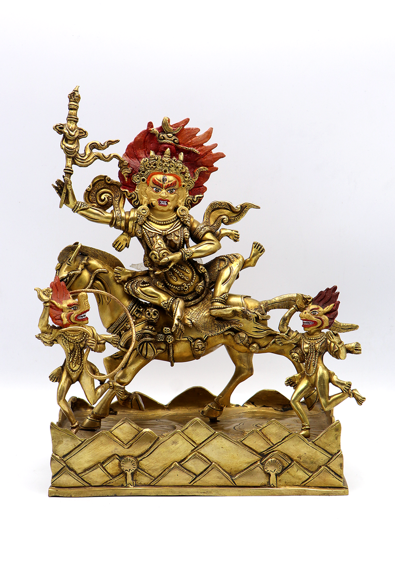Master arts 24 K Gold  Palden Lhamo  Copper Statue 12"H