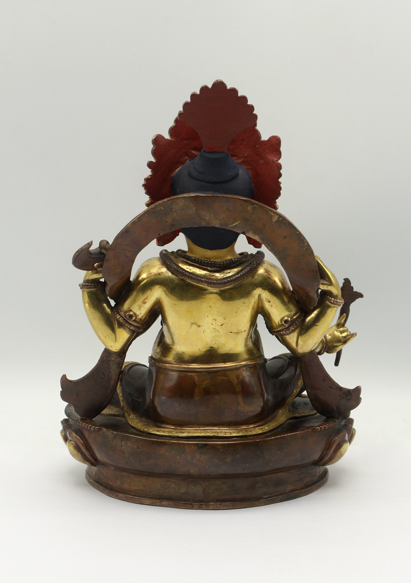Partly Gold Plated Four-Armed Ganesha Statue 8"H  SHREE GANESH