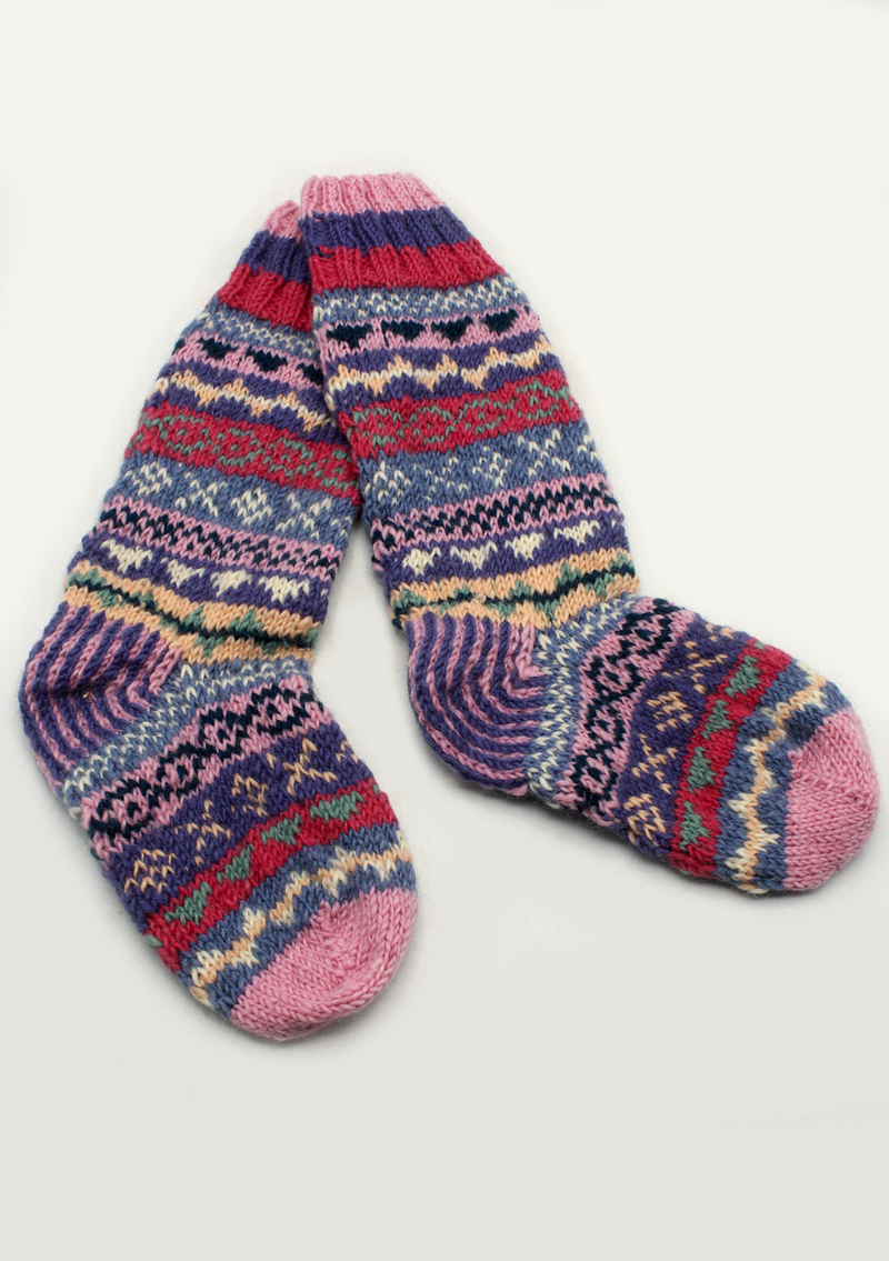 Handknitted Multicolor Woolen Knee High Socks