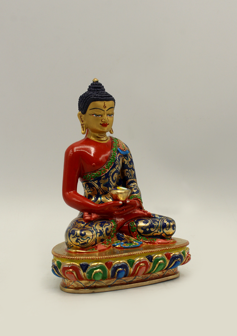 Masterpiece Goldplated Hand Painted Amitabha Buddha Statue 5"H