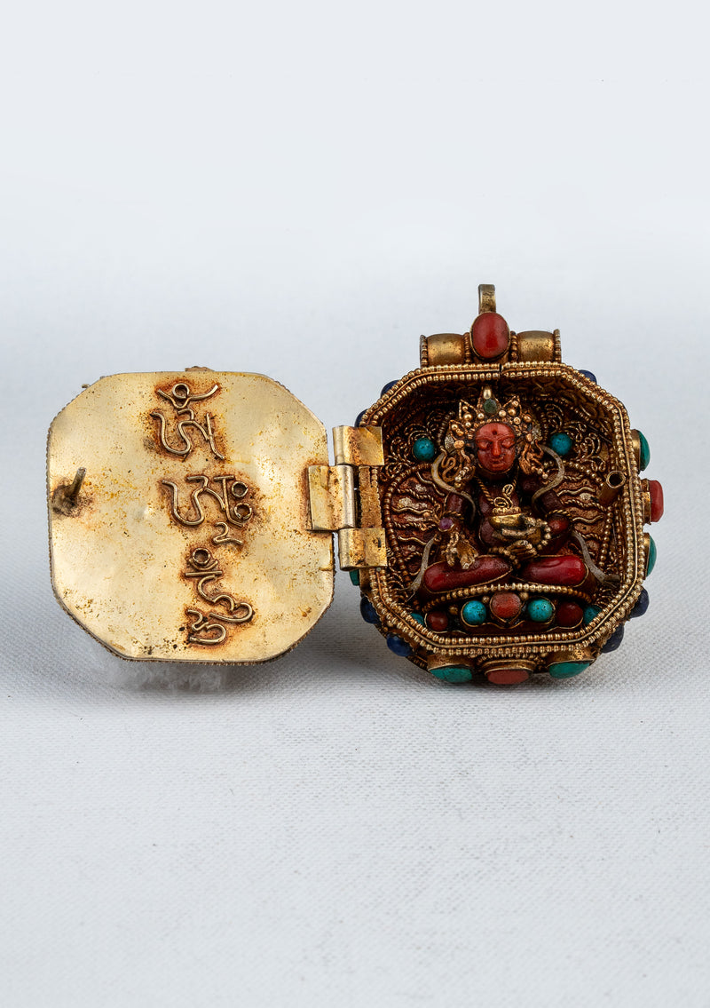 925 Silver Tibetan Ghau with Gold Plating - Mahakala & Medicine Buddha