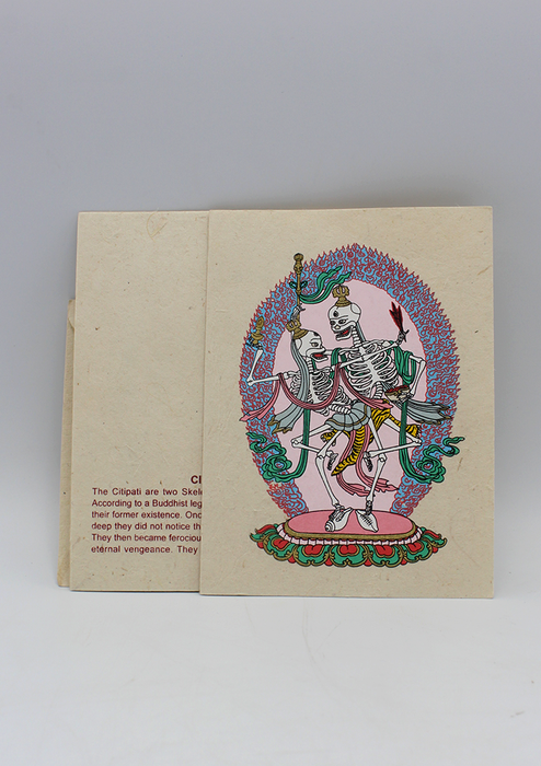Citipati Painted Handmade Nepalese Lokta Paper Greeting Card