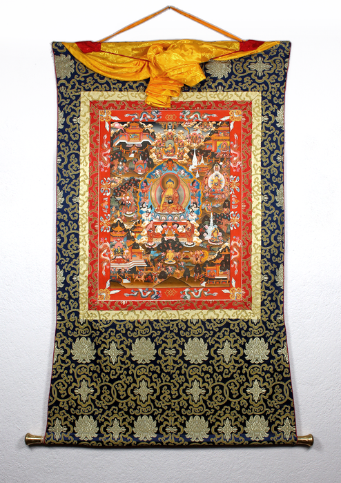 Buddha Life Brocade Thangka Painting