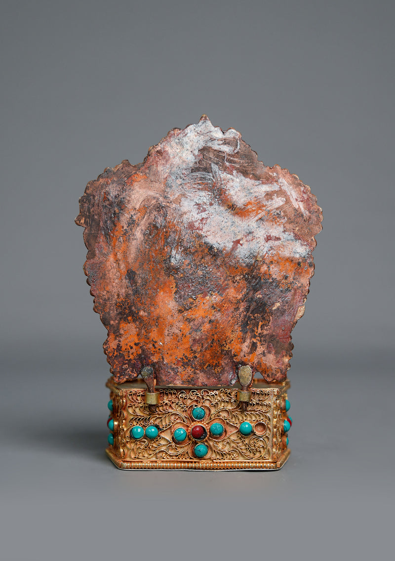 Handpainted Shakyamuni Buddha Statue with Stone-Inlaid Throne