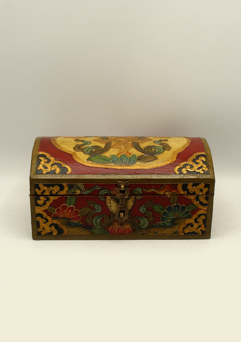 Handpainted Tibetan Wooden Endless Knot Optical Box