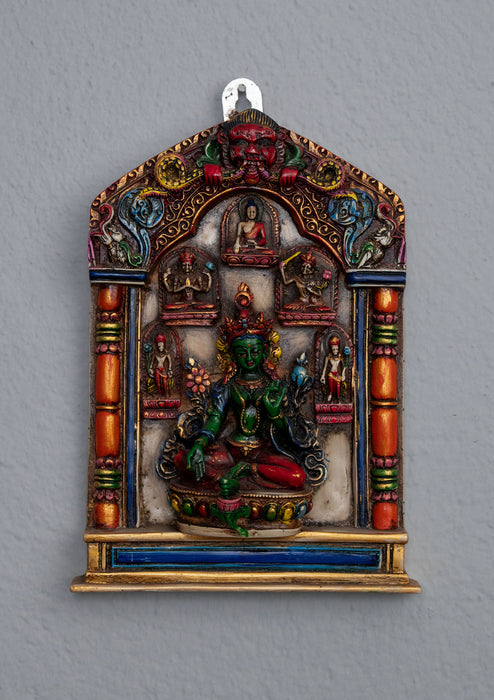 Green Tara with Cheppu Frame Resin Wall Hanging
