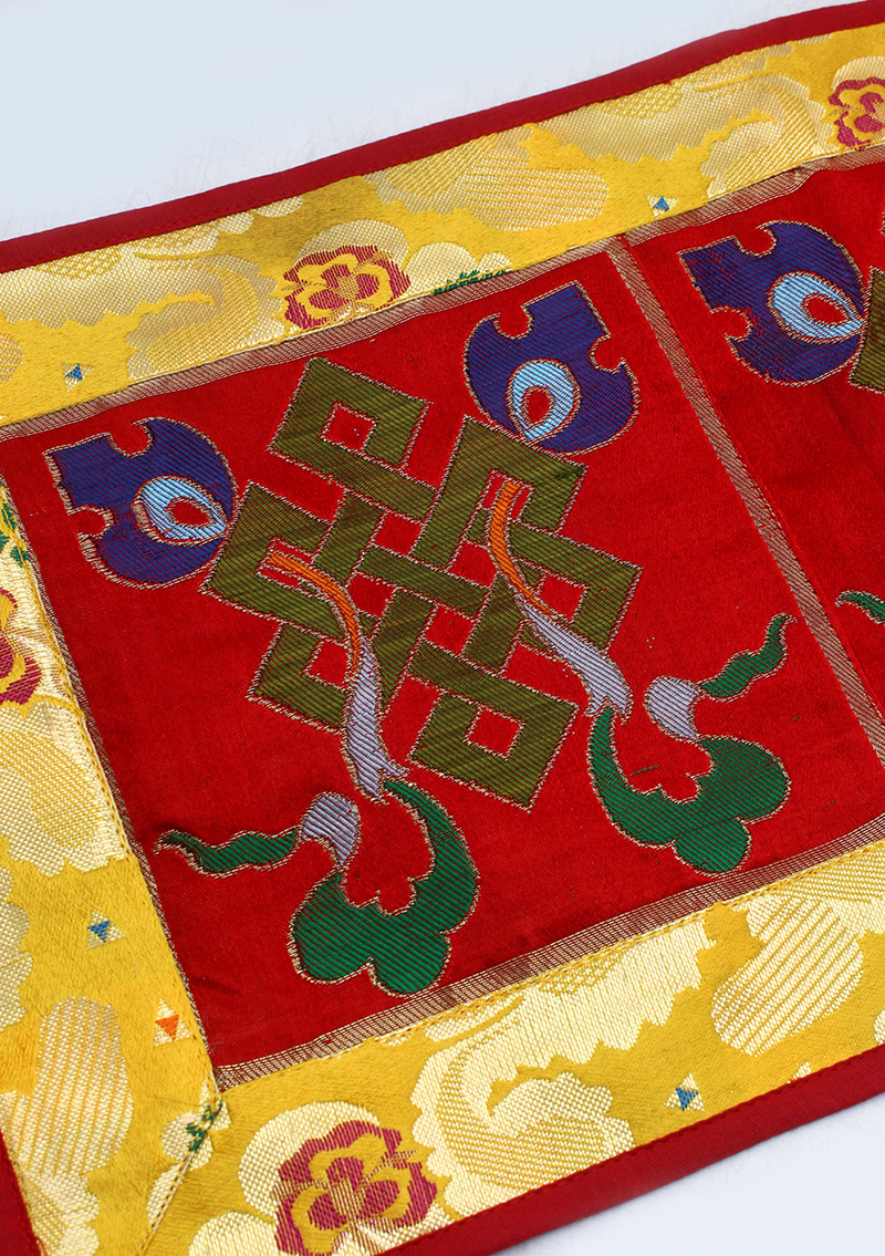 Eternal Knot Yellow Altar Cloth with Red Brocade