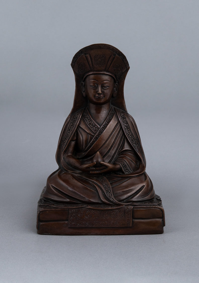 Copper Guru Gampopa Statue 7.5"H