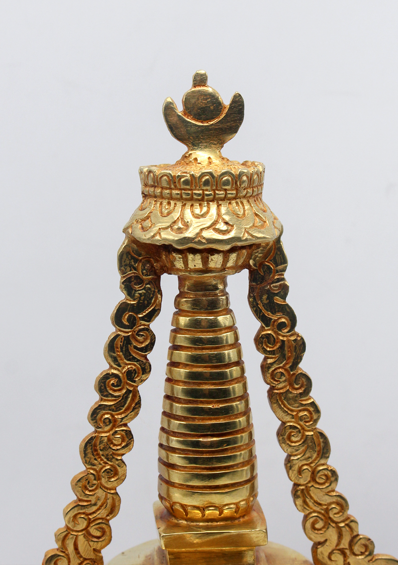 Partly Gold-Plated Stupa Chorten 11.5" H