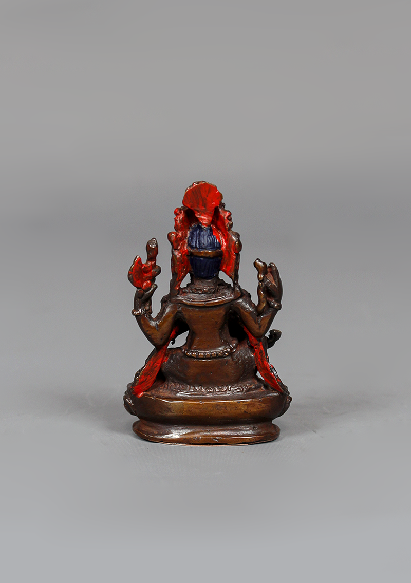 Oxidized Copper Ganesha Statue 2.75" H