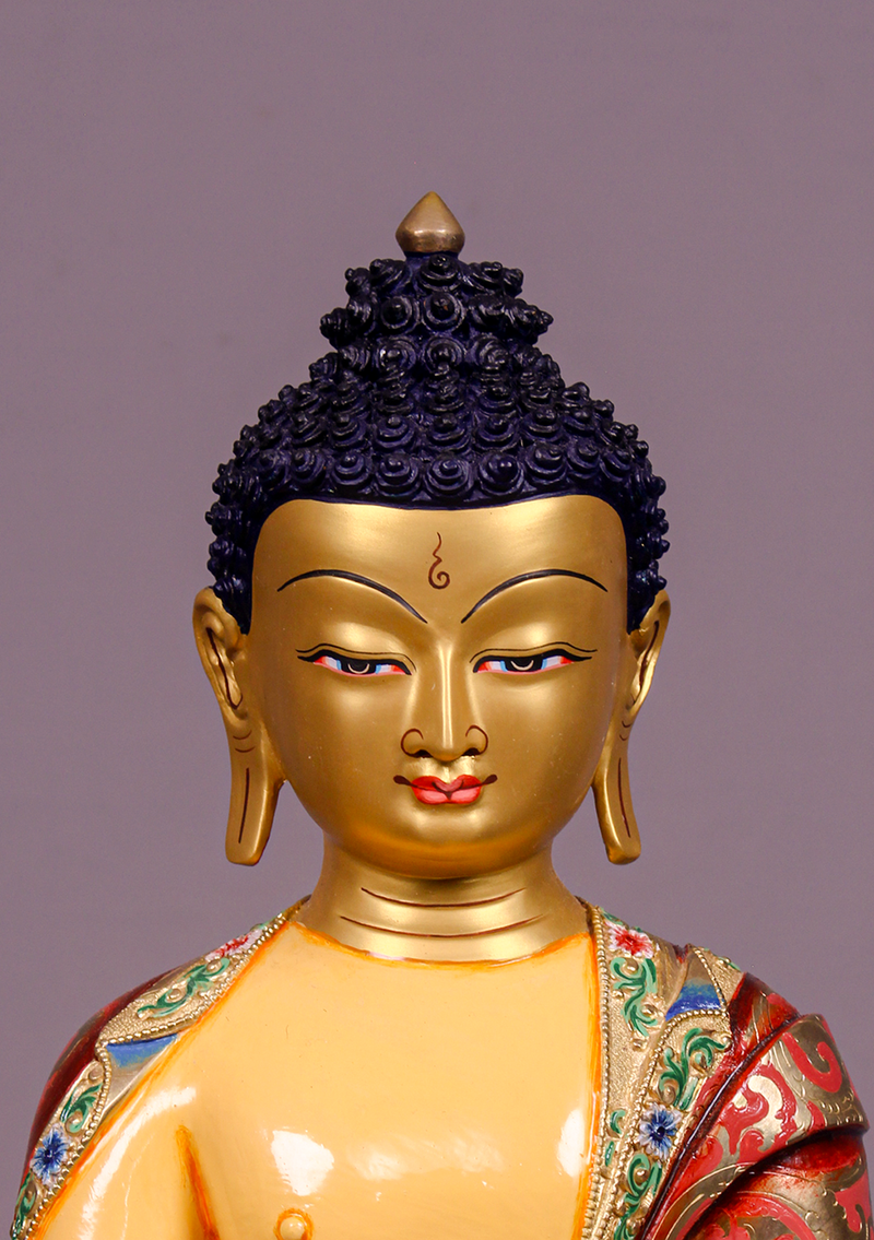 Masterpiece  Gilted Hand Painted  Shakyamuni Buddha Statue 14"