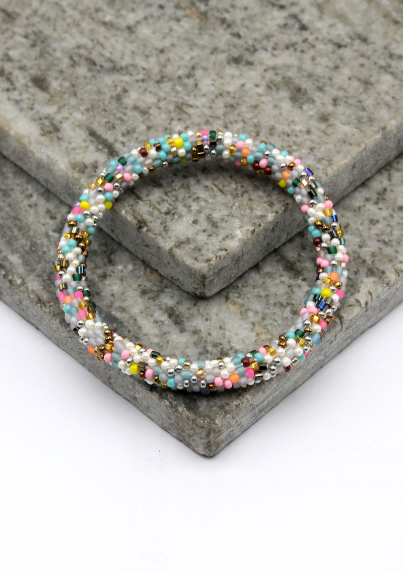 Multicolor Beads Nepalese Roll on Bracelet