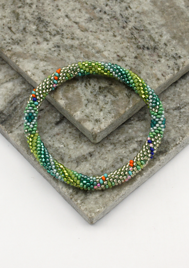 Mixed Green Roll on Beads Bracelet