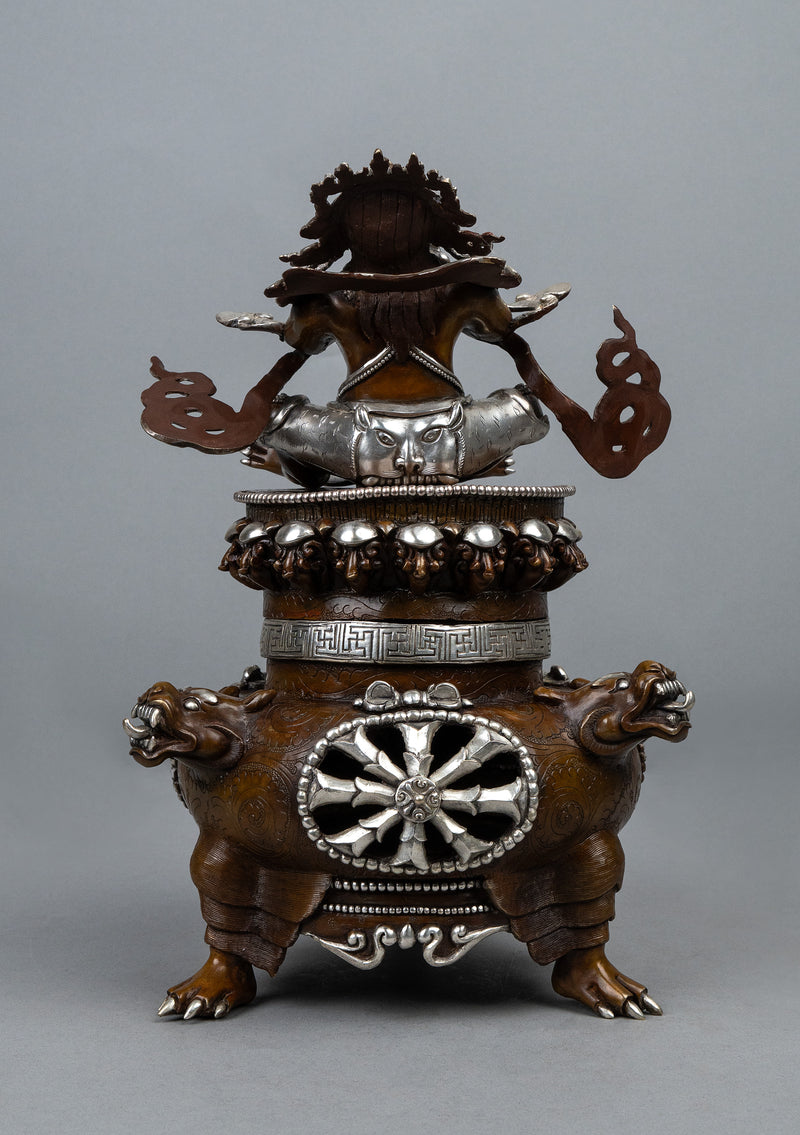 Silver  Plated Copper Vajradhaka Statue 12.5"H