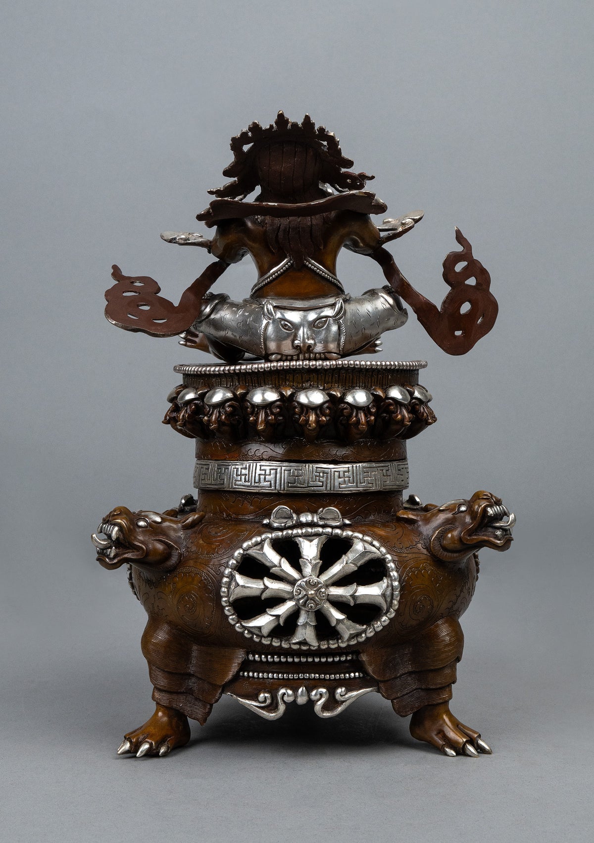 Silver Plated Copper Vajradhaka Statue 12.5