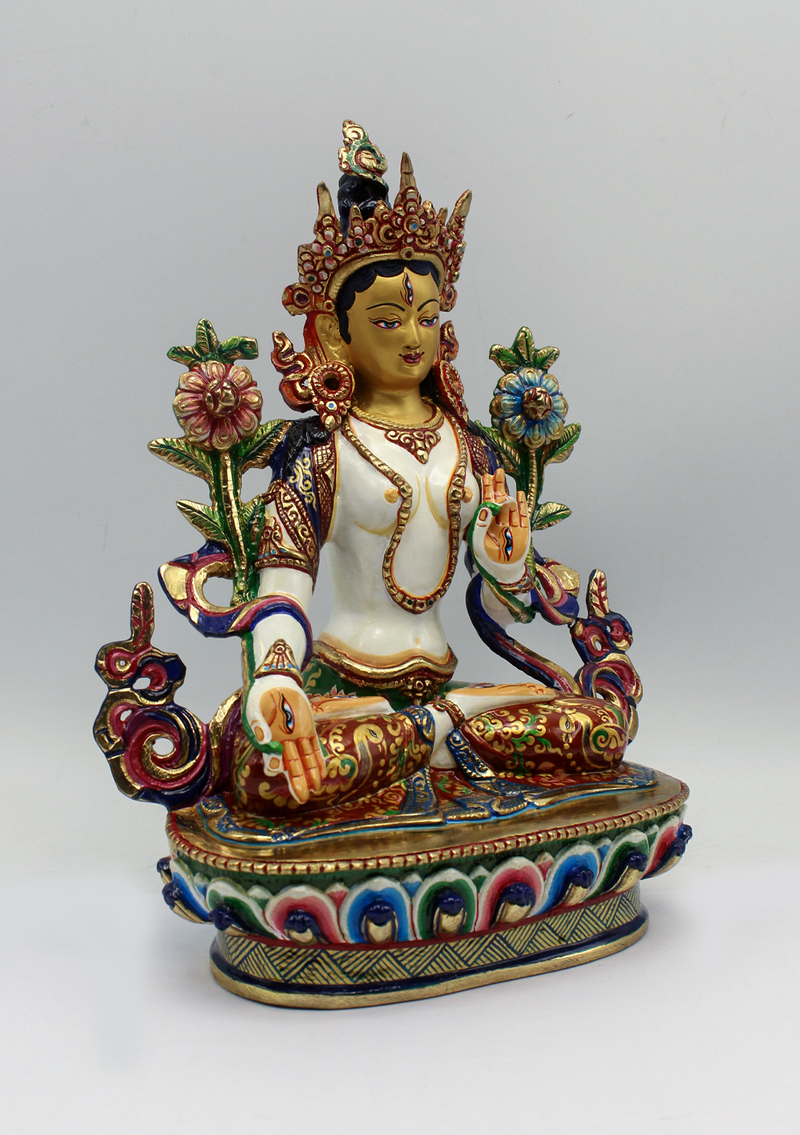 Magical White Tara Hand Painted Statue