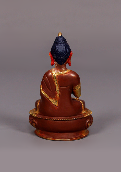 Partly Gold Plated Vairochana Buddha Statue 4"H