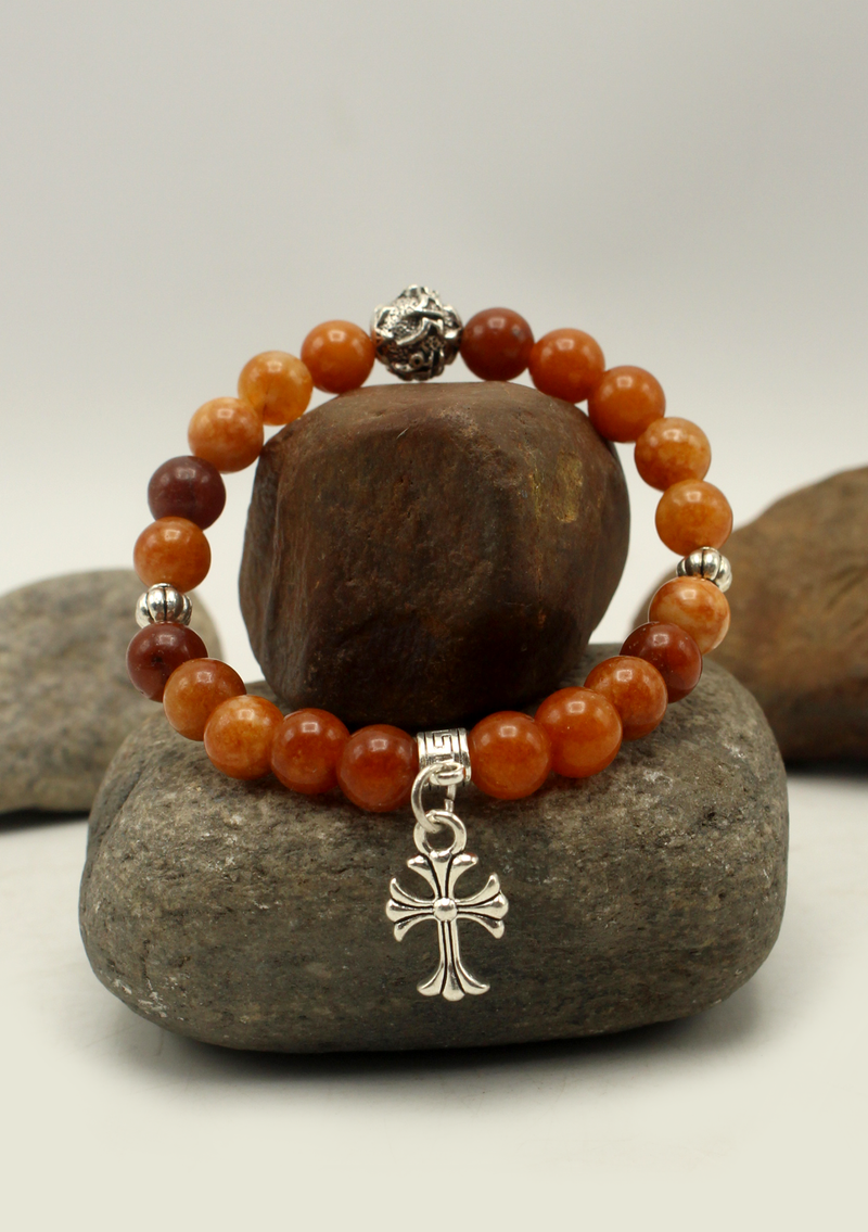 Mix Stones Cross Mala Bracelet