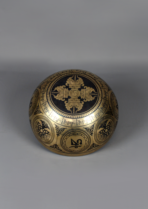 Om Mani Padme Hum Mandala Painted  Singing Bowl 8"