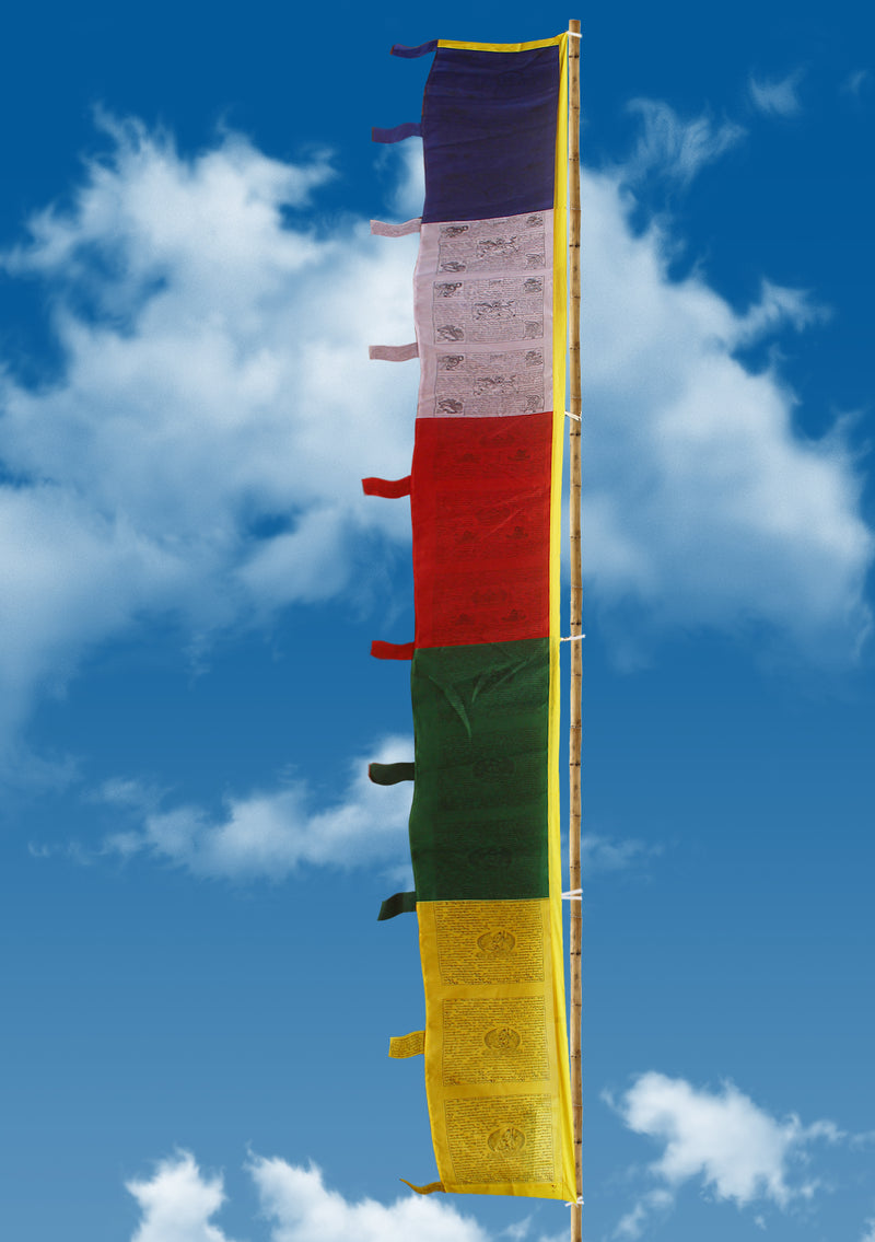 Tibetan Deities Printed Extra Large Vertical Prayer Flags