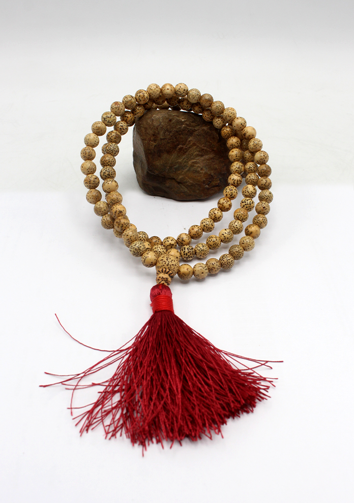 Lotus Prayer Mala with Red Tassel