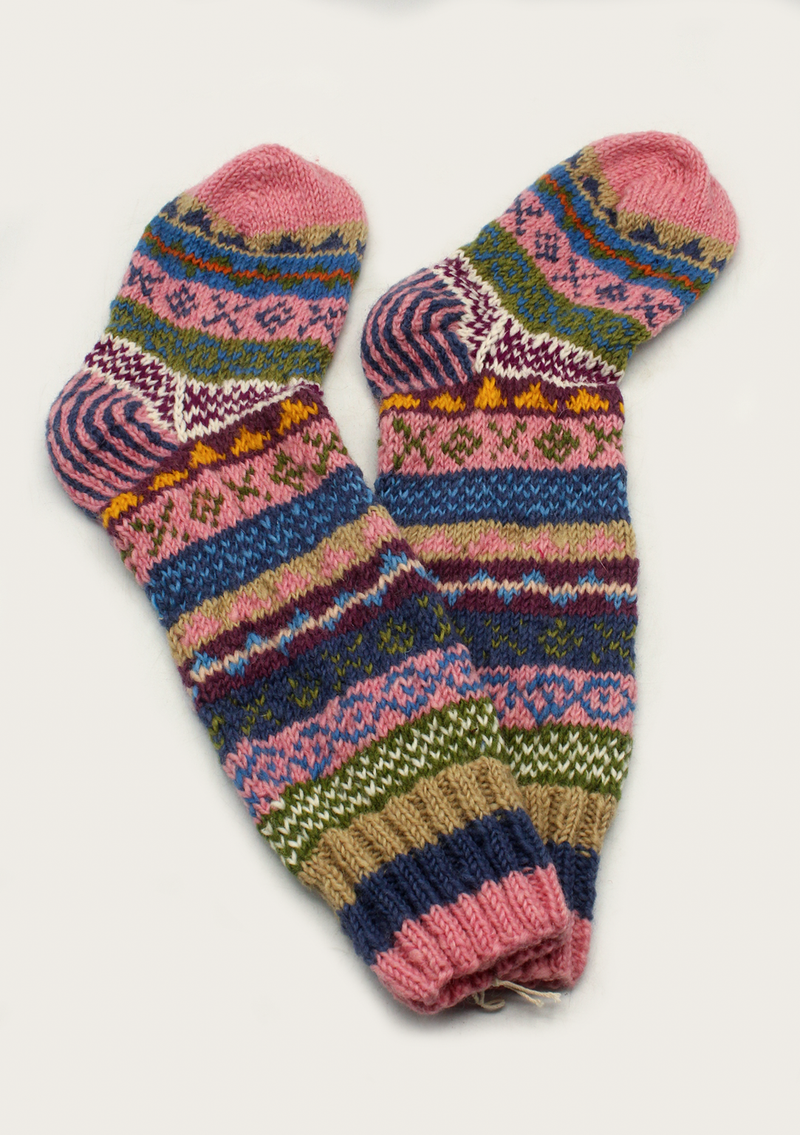 Handknitted Multicolor Woolen Knee High Socks