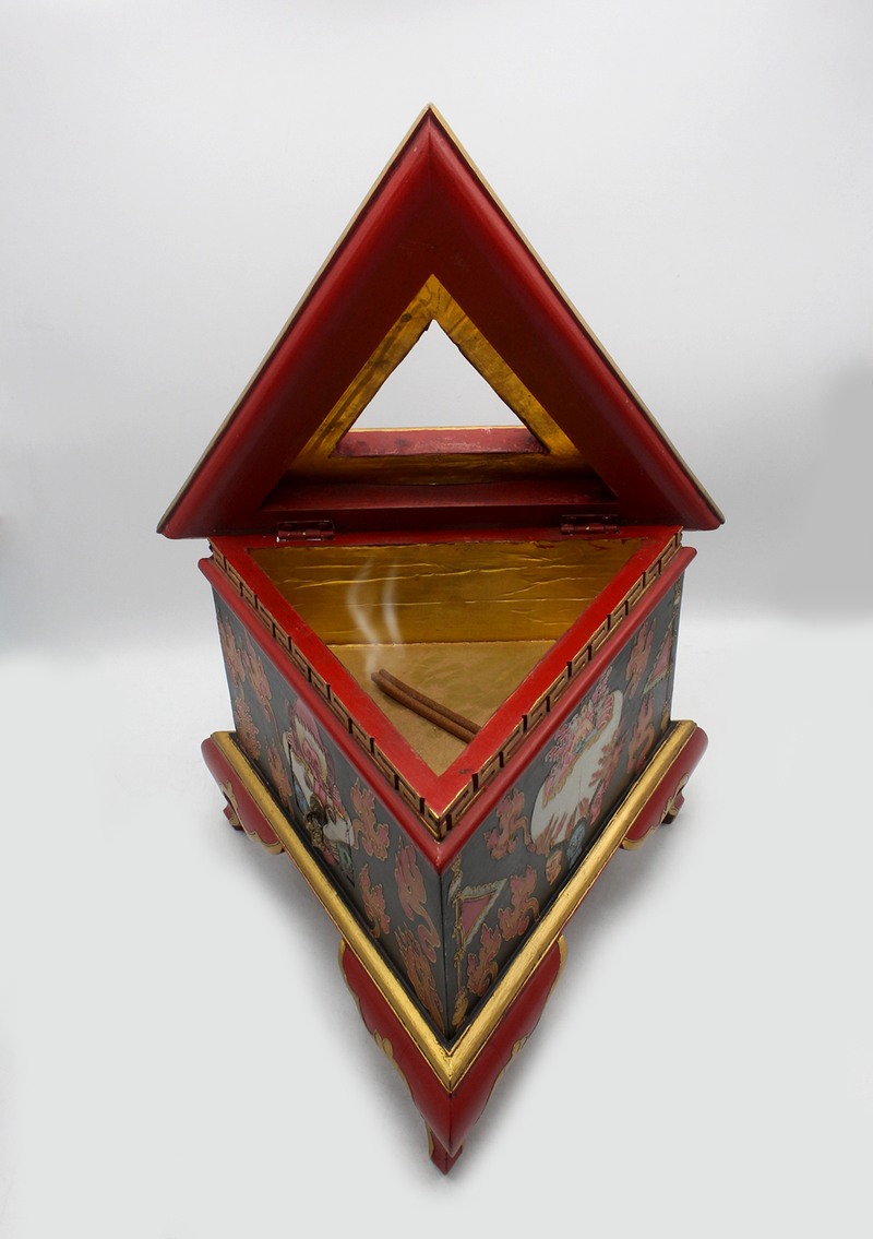 Master arts Painting Triangle  Mahakala Black and Red Incense Burner