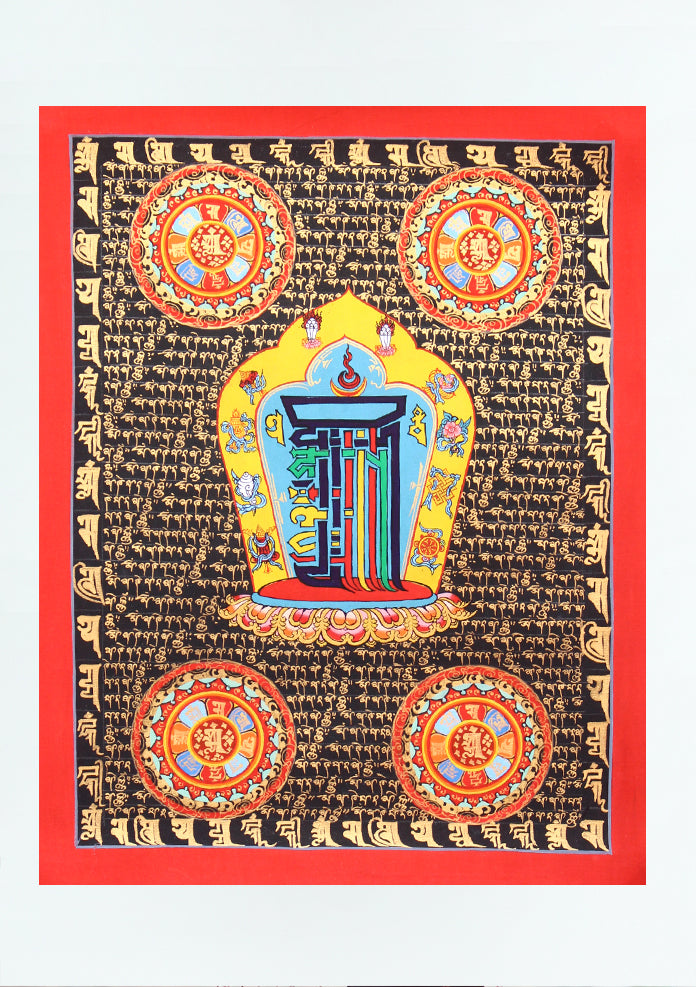 Black Kalachakra Mantra Thangka Painting (D)