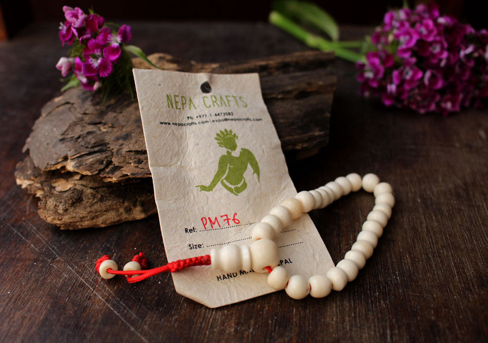 Tibetan White Bone Adjustable Bracelet