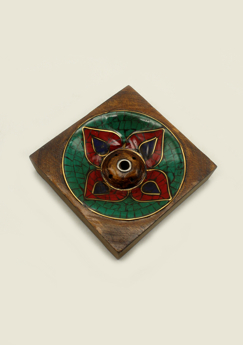 Lotus Turquoise Inlaid Tibetan  Incense Burner