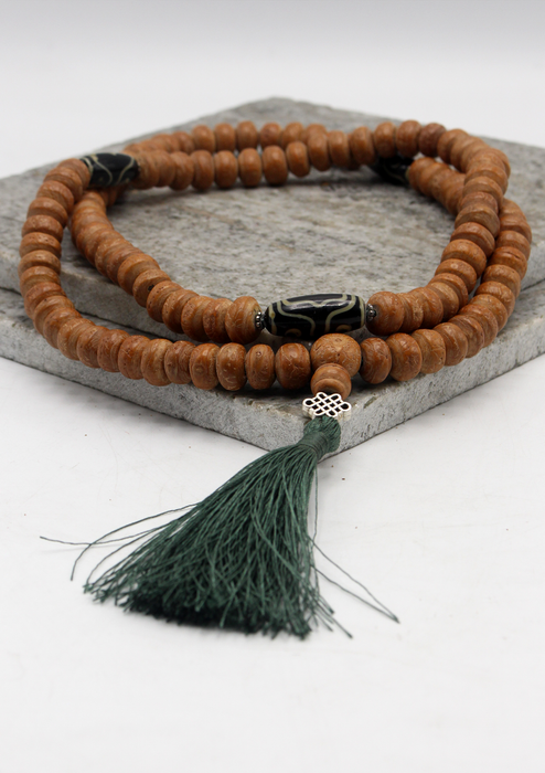 Bodhi Prayer Mala with Dzi Beads Spacer
