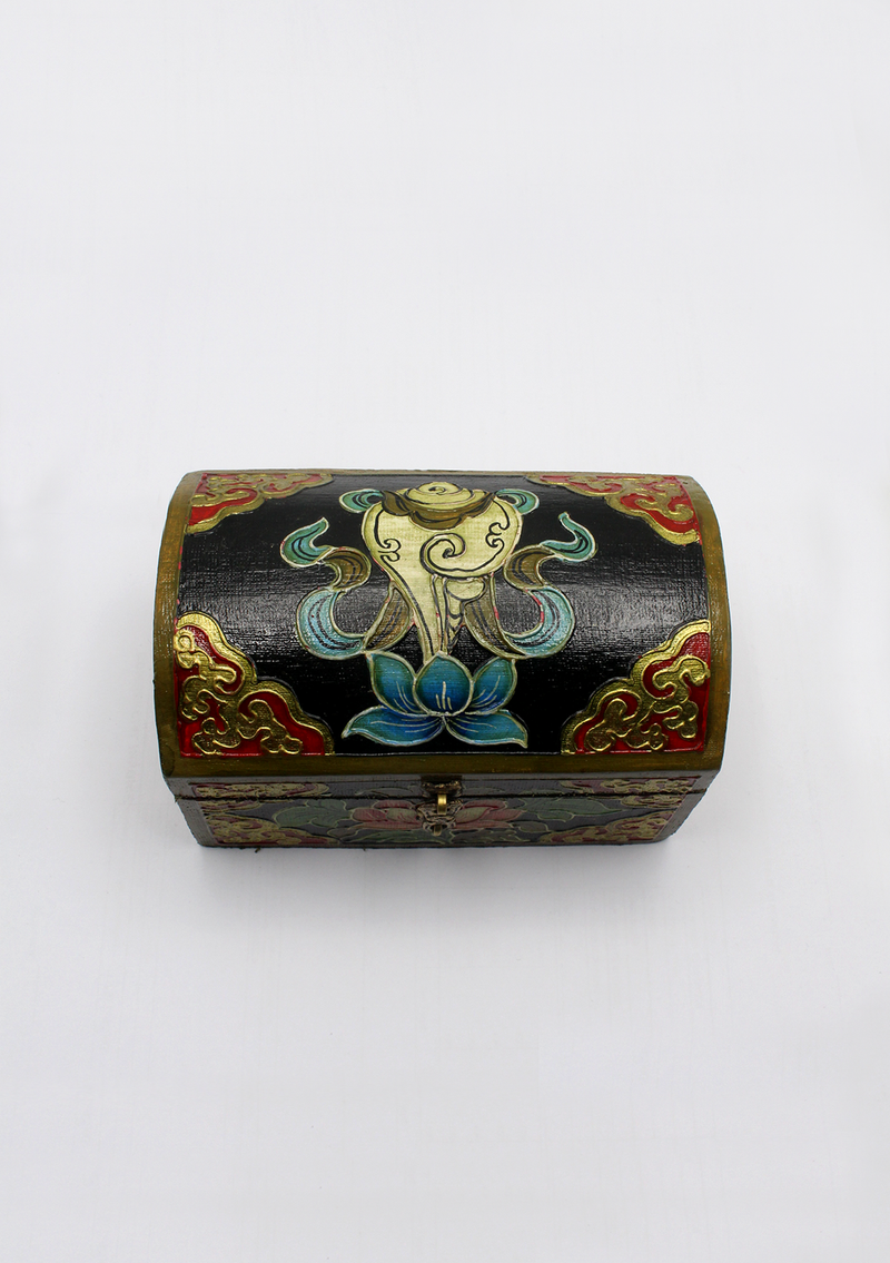 Handpainted Tibetan Wooden Optical Boxes with Conch - Medium