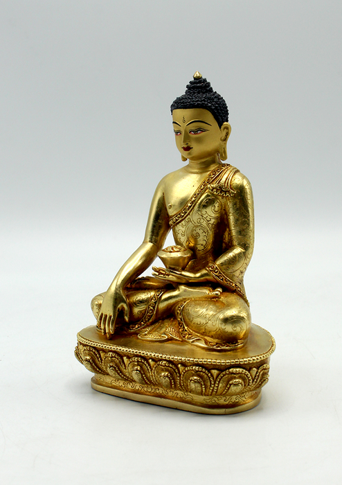 Full Gold Plated Copper Shakyamuni Buddha  Statue