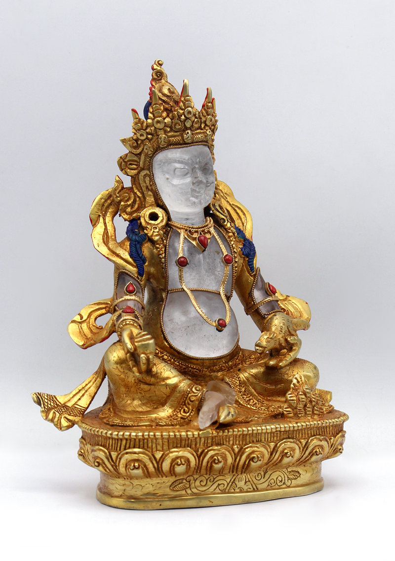 Gold Plated Crystal Zambala Statue 9"H