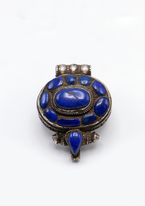 Tibetan Orginal Lapis Lazuli Silver Sterling  Ghau Pendant