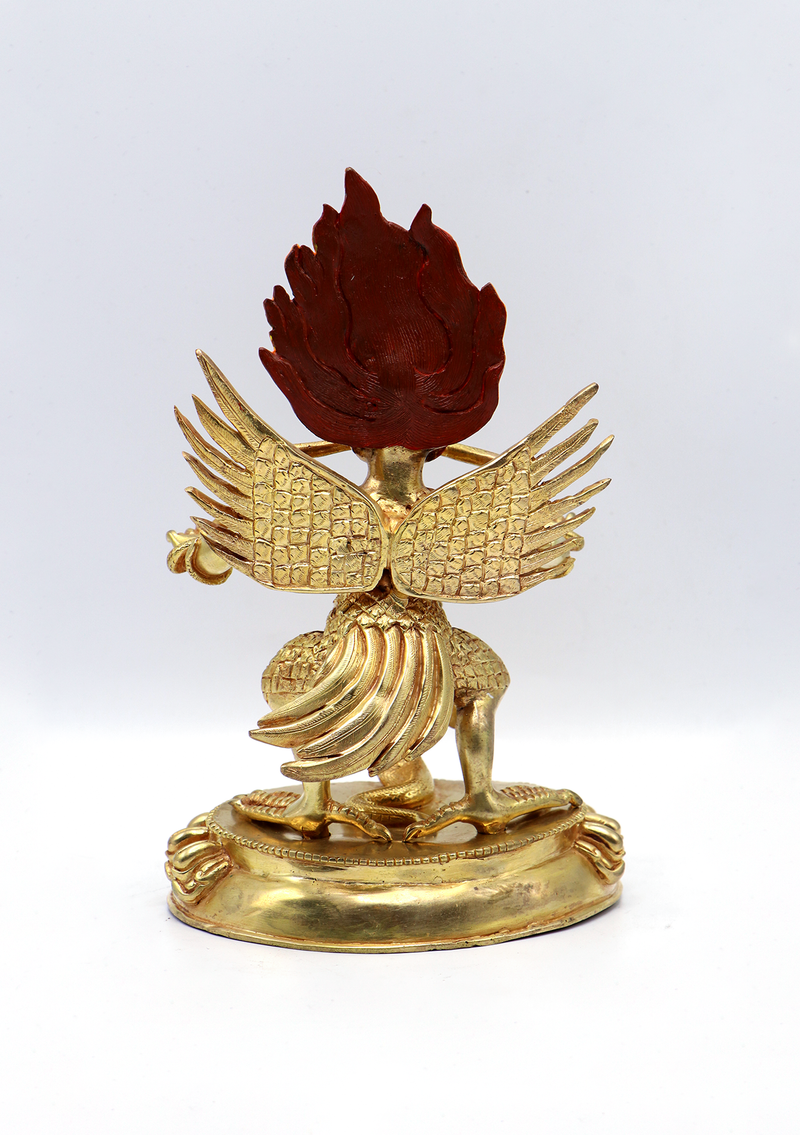 Vainateya 24 K Gold Copper Garuda Statue 8"