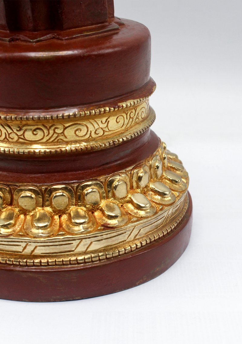 Partly Gold-Plated Stupa 11" H