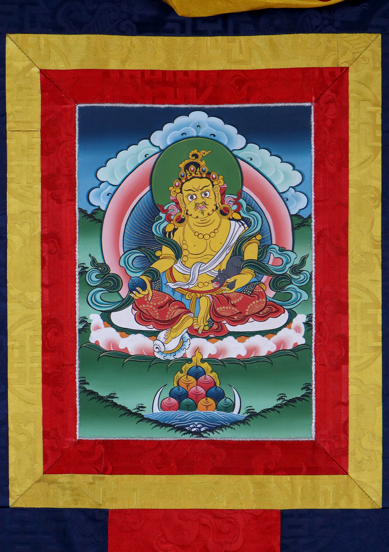 Brocade Kubera  Jambhala Thangka Painting